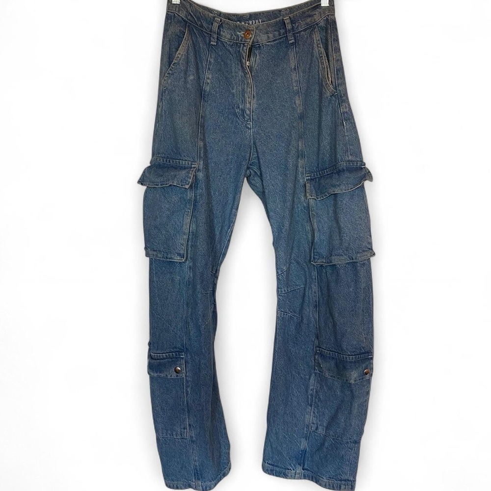 Classic Blue Cargo Pants with Straight Legs